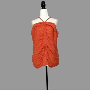 ❤️ 2X ❤️ NWT Anthro Ruched Halter Tank Top Textured Plus Size Orange​